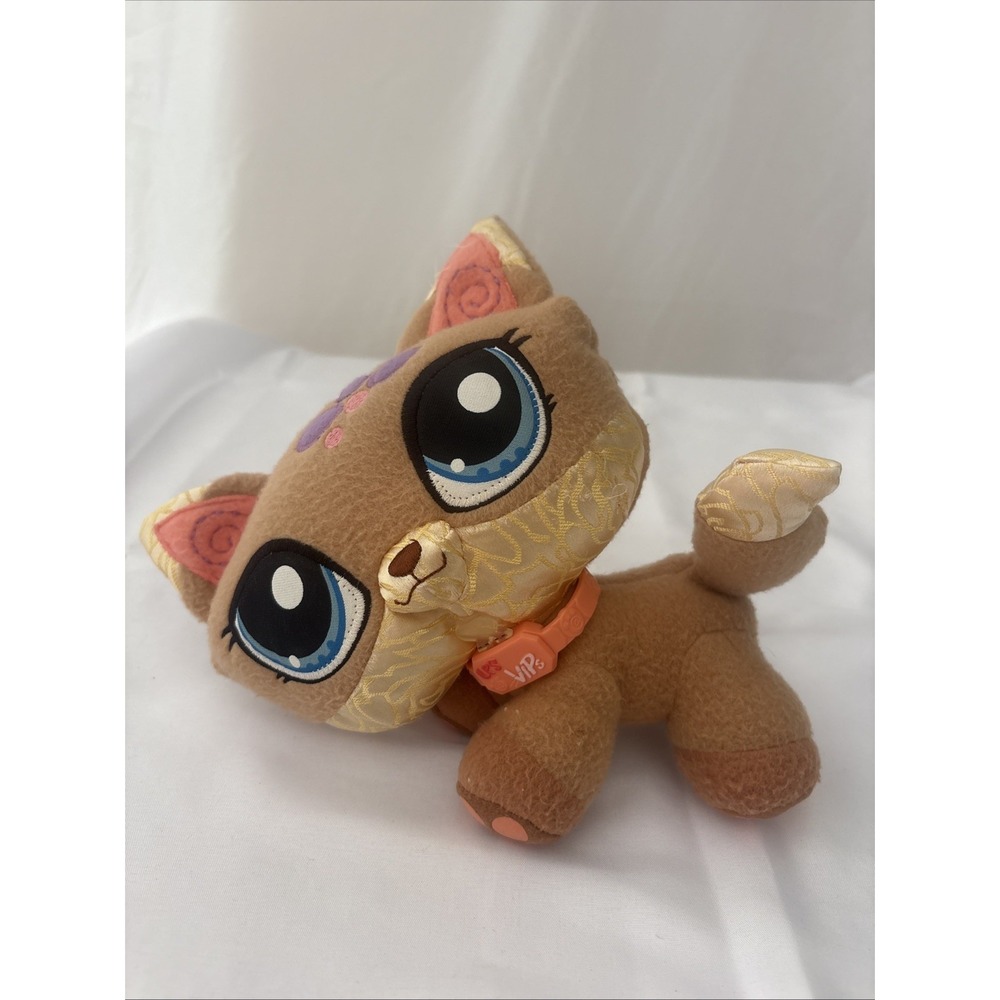 Littlest Pet Shop VIPs Fox Plush Tan Big Eyes Hasbro 2009 LPS VIP Toy